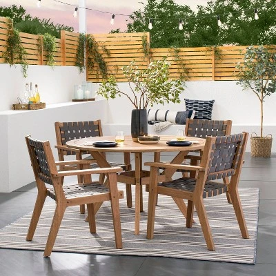 Bluffdale Wood 6 Person Round Patio Dining Table, Outdoor Furniture - Threshold™ Designed With Studio McGee 3 Bluffdale Wood 6 Person Round Patio Dining Table, Outdoor Furniture - Threshold™ Designed With Studio McGee