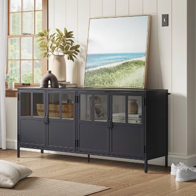 Half Glass TV Stand For TVs Up To 60" Black - Threshold™ 3 Half Glass TV Stand For TVs Up To 60" Black - Threshold™