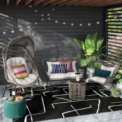 Steel And Wicker Latigo Rust Resistant Outdoor Patio Loveseat Arm Chair Gray - Threshold™