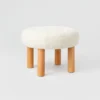 Kessler Round Tufted Faux Shearling Ottoman With Wood Legs Cream - Threshold™ Designed With Studio McGee -Whalen Furniture GUEST a4fb0eb2 b0c6 4a47 9481 a0cb784d8cb9