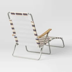 Striped Aluminum Beach Lounger With Wood Arms - Threshold™ -Whalen Furniture GUEST a72bf634 d3db 44d5 b2f4 d19d9498af18
