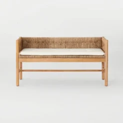 Elden Wood Bench With Woven Back And Loose Cushion Seat - Threshold™ Designed With Studio McGee -Whalen Furniture GUEST ac5cda38 2527 47e4 9bd6 bc9e470974cb