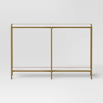 Faux Marble And Metal Console Table Gold - Threshold™: Sleek Two-Tiered, Rectangular Design, 30" High 4 Faux Marble And Metal Console Table Gold - Threshold™: Sleek Two-Tiered, Rectangular Design, 30" High - Image 2