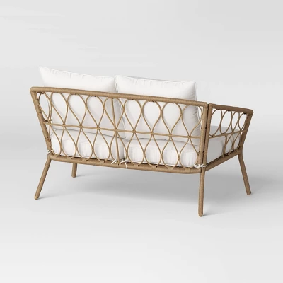 Steel And Wicker Britanna Rust Resistant Outdoor Patio Loveseat Arm Chair Light Brown - Threshold™ 5 Steel And Wicker Britanna Rust Resistant Outdoor Patio Loveseat Arm Chair Light Brown - Threshold™ - Image 3