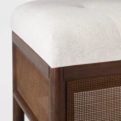 Woodspring Cane Base Ottoman Dark Walnut/Cream - Threshold™ Designed With Studio McGee -Whalen Furniture GUEST c06cc57d 990c 4ff7 b6b4 7525dd6c0d41