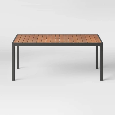 Bryant 6 Person Faux Wood Rectangle Patio Dining Table - Gray/Natural Wood - Threshold™ 4 Bryant 6 Person Faux Wood Rectangle Patio Dining Table - Gray/Natural Wood - Threshold™ - Image 2