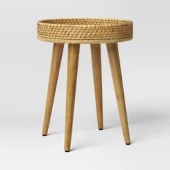 Round Natural Woven Accent Table - Threshold™ -Whalen Furniture GUEST c12f9529 a00e 4be5 abf1 a95f146a8a92