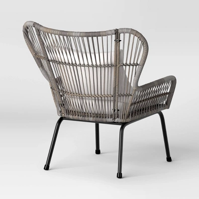 2pc Steel And Wicker Latigo Rust Resistant Outdoor Patio Club Chairs Gray - Threshold™ 5 2pc Steel And Wicker Latigo Rust Resistant Outdoor Patio Club Chairs Gray - Threshold™ - Image 3