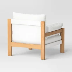 Canyon Slouchy Arm Rustic Wood Accent Chair Cream - Threshold™ -Whalen Furniture GUEST c30d1d29 d7bc 4466 ba9d 2a488303b91a