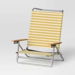 5 Position Beach Chair With Aluminum Frame & Wood Arms - Threshold™ -Whalen Furniture GUEST cdd41c2e 63f3 4f46 8f01 e5634e896ecf