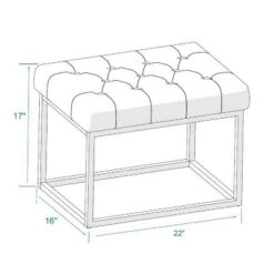 Trubeck Tufted Metal Base Ottoman Faux Leather Brown - Threshold™: Padded Footstool, No Assembly Required -Whalen Furniture GUEST d17719f8 668a 4aa2 a474 ca4180dd0d04