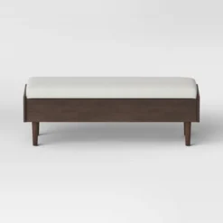 Wood Based Storage Bench Natural - Threshold™: Upholstered Entryway Ottoman With Armrest, Spot Clean -Whalen Furniture GUEST d1e1264c cbcc 4718 b518 3a42cc2fbc09