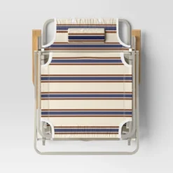 Striped Aluminum Beach Lounger With Wood Arms - Threshold™ -Whalen Furniture GUEST d7a29a5f 36d6 4e20 946f 19c9e2c0afc7