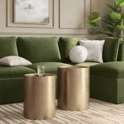 Manila Nesting Tables - Threshold™: Gold-Tone Metal, Hand-Carved, No Assembly Required