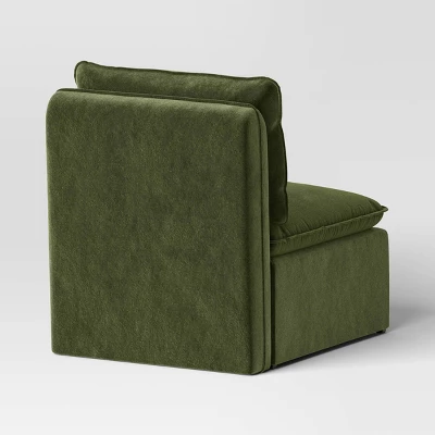 Haven Velvet Modular French Seam Sofa Chair Dark Green - Threshold™ 5 Haven Velvet Modular French Seam Sofa Chair Dark Green - Threshold™ - Image 3
