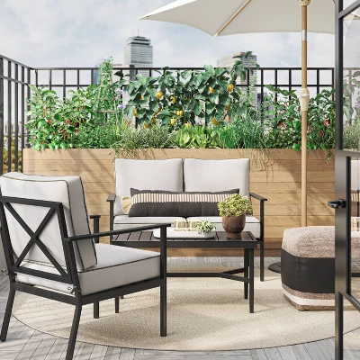 Searsburg Aluminum Deep Seating Outdoor Patio Chair, Club Chairs Black - Threshold™ 3 Searsburg Aluminum Deep Seating Outdoor Patio Chair, Club Chairs Black - Threshold™