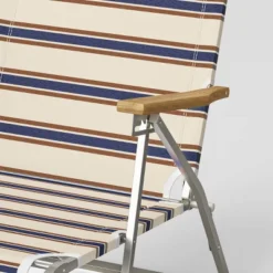 Striped Aluminum Beach Lounger With Wood Arms - Threshold™ -Whalen Furniture GUEST df789a71 0257 4fd1 9821 4102e7b5fb20