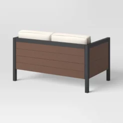 Bryant 2pc Faux Wood Patio Loveseat & Coffee Table - Gray/Natural - Threshold™ -Whalen Furniture GUEST e7ed45fd b978 4207 ae3a e5295e23db39