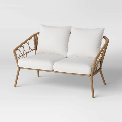 Steel And Wicker Britanna Rust Resistant Outdoor Patio Loveseat Arm Chair Light Brown - Threshold™ 9 Steel And Wicker Britanna Rust Resistant Outdoor Patio Loveseat Arm Chair Light Brown - Threshold™ - Image 7