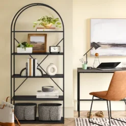 72" Glasgow Metal Arch Bookshelf Black - Threshold™