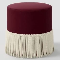 Fringe Drum Ottoman In Velvet - Threshold™ -Whalen Furniture GUEST f41a4356 c83c 4d37 bc69 be6a50d52559