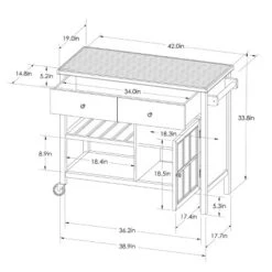 Windham Wood Top Kitchen Island Off-White - Threshold™: Pine & Rubberwood Frame, Storage Cart With Casters -Whalen Furniture GUEST f557fd66 6d43 4613 bd6e 286d7df2ce35