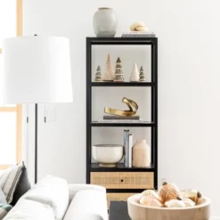 Console Table With Woven Rattan Shelf Black - Threshold™ Designed With Studio McGee -Whalen Furniture GUEST f71b8141 512b 4383 9135 4f0d694163bd